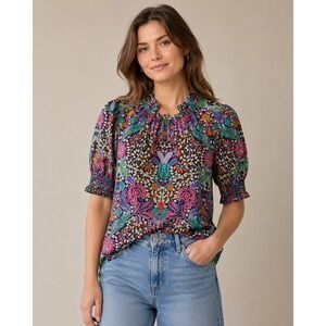 J Crew Puff Sleeve Top Liberty Fabric Elm House Floral Preppy Cottage Womens Sm